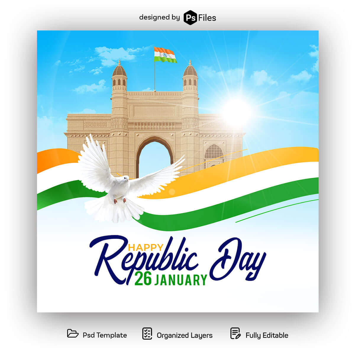 PsFiles Indian Republic Day Design Template PSD Free Download