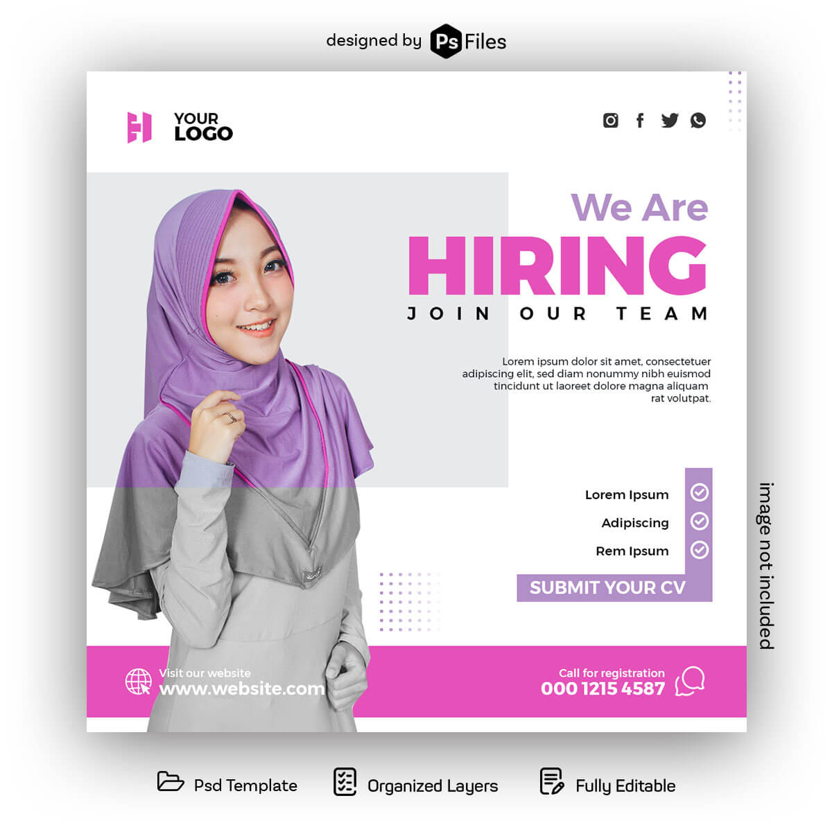 We are Hiring Job Vacancy Social Media Banner or Instagram Post Template Design