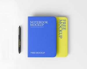 Free Notebook with Pen Mockup