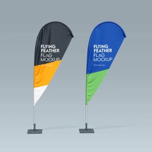 Free Teardrop Feather Flag Mockups PSD Set