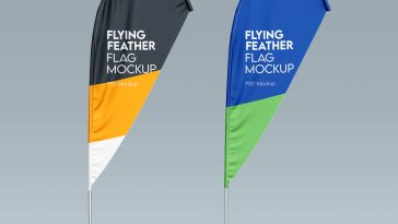 Free Teardrop Feather Flag Mockups PSD Set