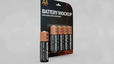 AA Battery Blister Hanging Pack Mockup Free PSD