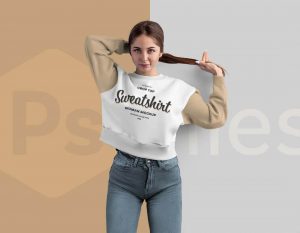 Free Crop Top Sweatshirt Mockup PSD