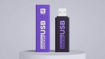 Free Data Storage USB Flash Drive Mockup