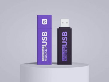 Free Data Storage USB Flash Drive Mockup