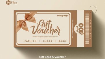 PsFiles Free Fashion Brand Editable Gift Card Voucher PSD Template Download