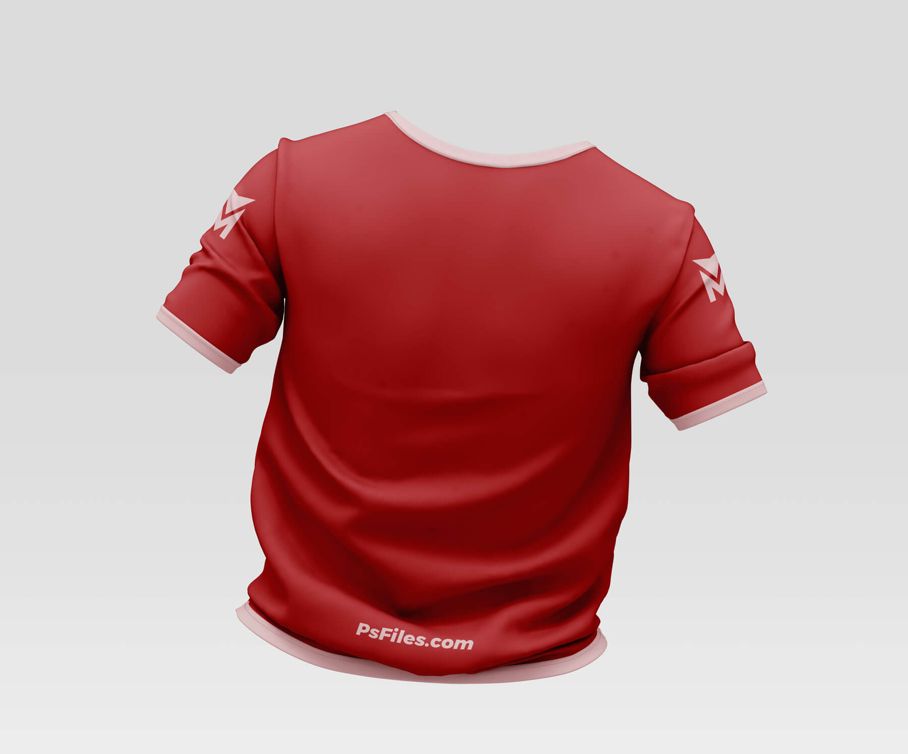 Back side view of Round Neck Free T-shirt Mockup PSD file Download