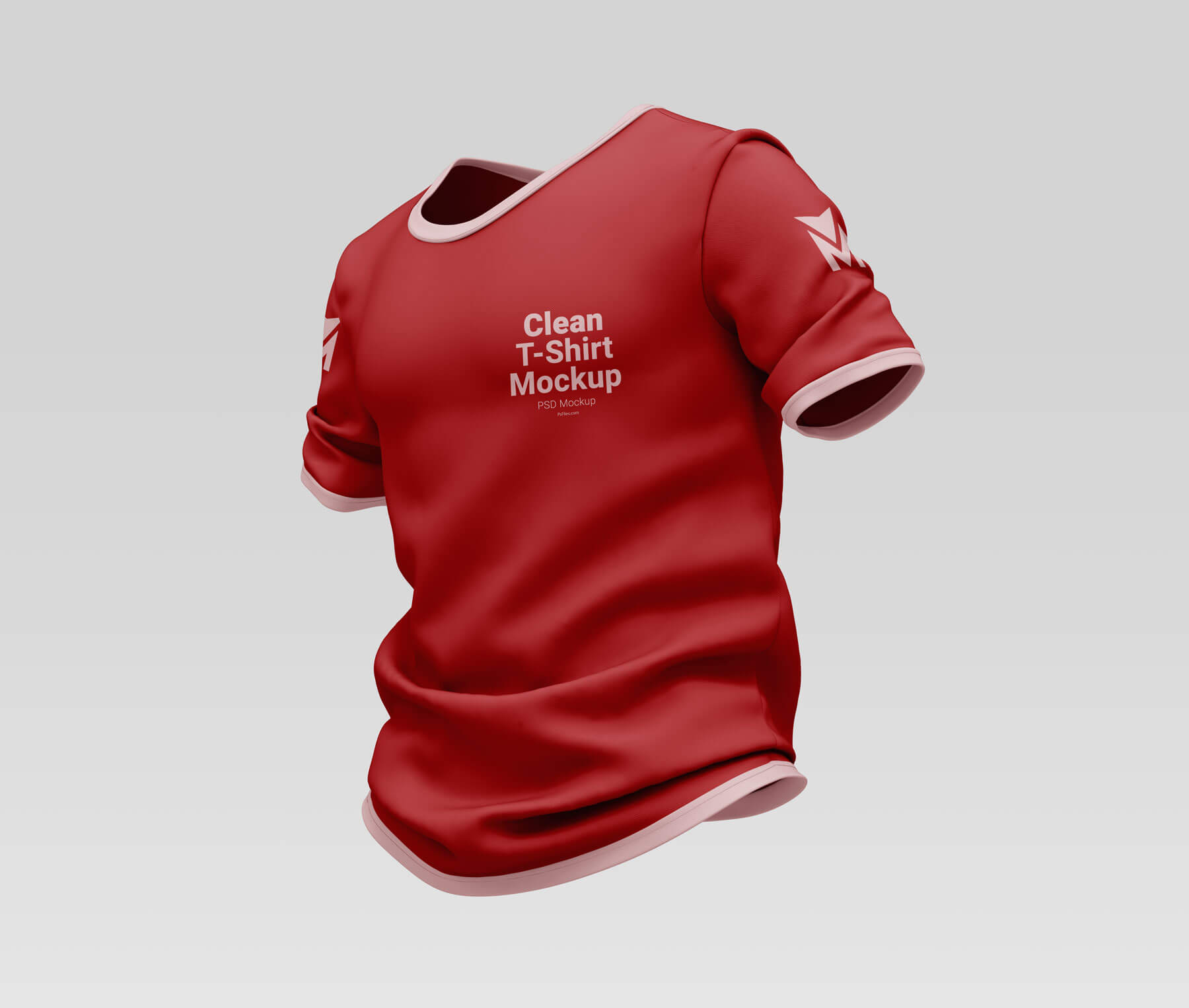Side view of Round Neck Free T-shirt Mockup PSD file Download