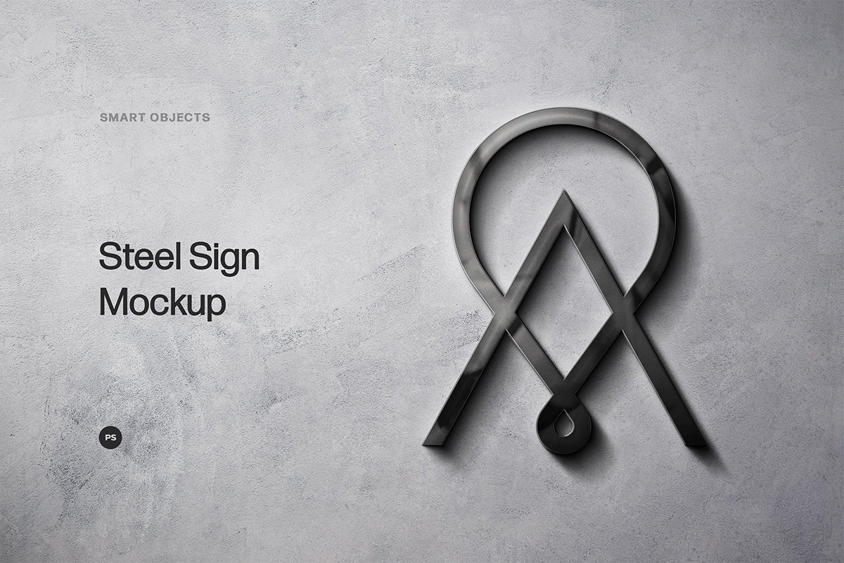 Free Metal Steel Sign Mockup
