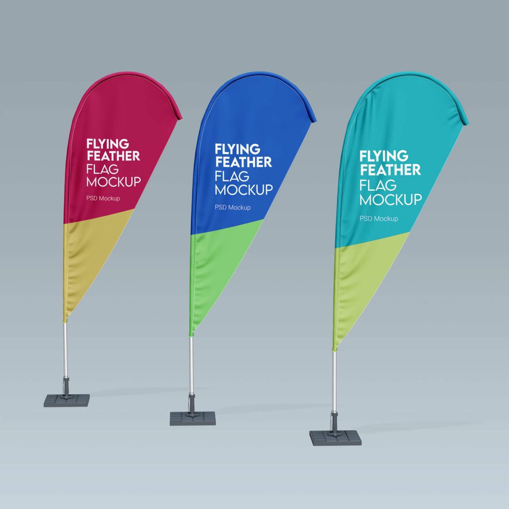 Free Teardrop Feather Flag Mockups PSD Set - PsFiles