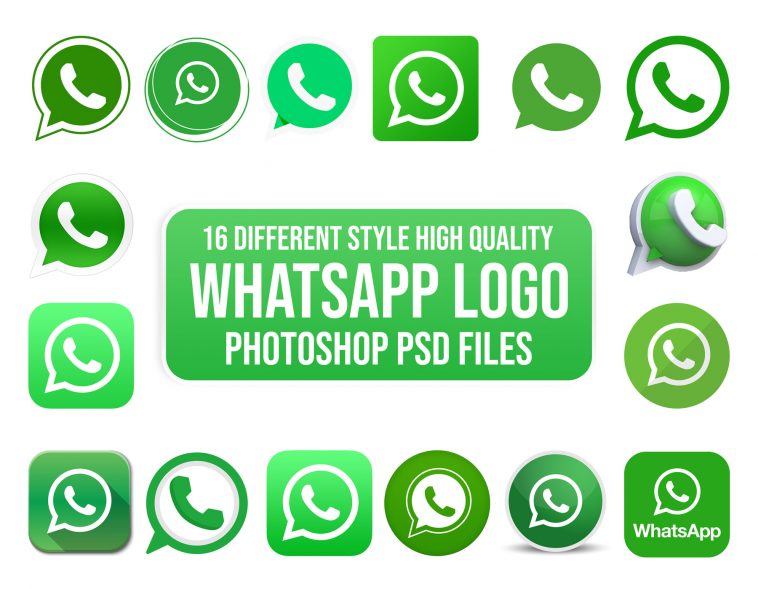 16 Different High Quality WhatsApp Icon Logo Photoshop PSD file