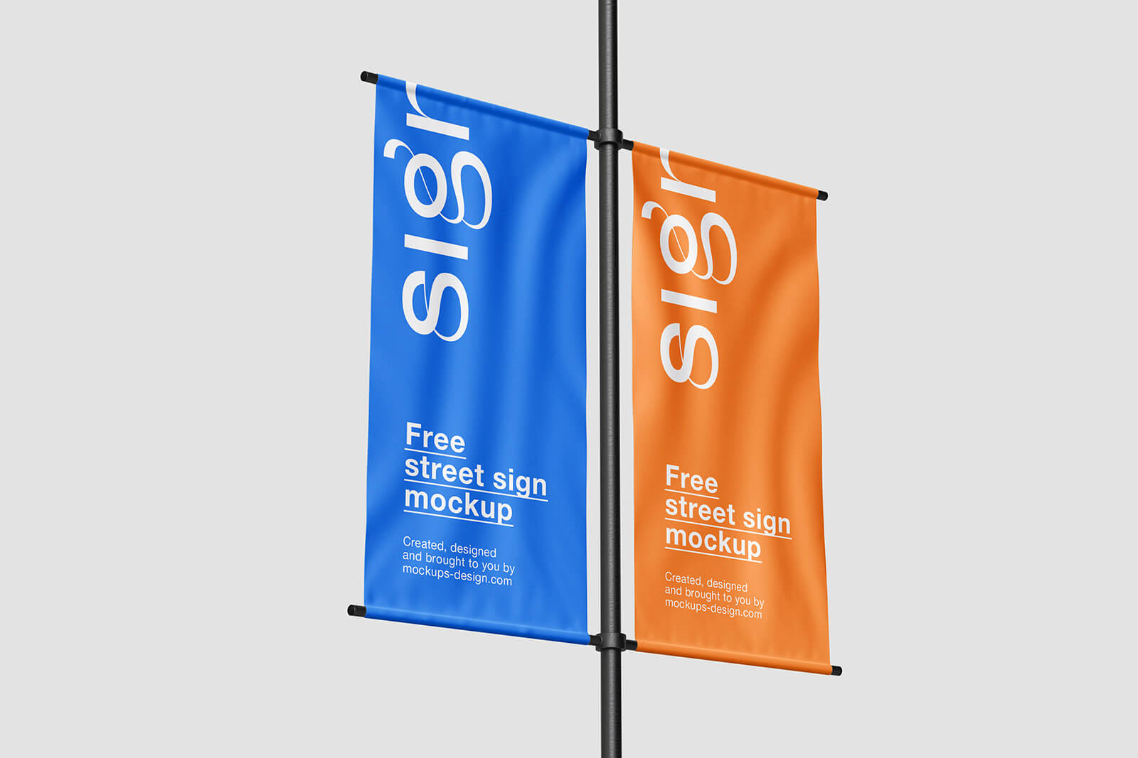 Free Street Pole Banner Mockup PSD Set