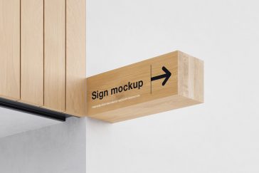 Wooden Sign Mockup PSD