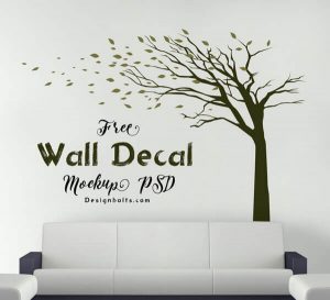 Front View Vinyl Sticker Wall Mockup
