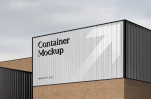 Metal Container with Sign Mockup