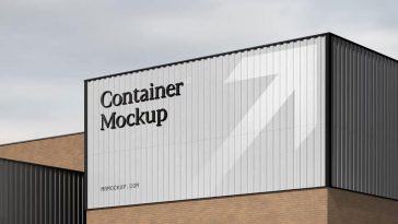 Long Shipping Containers PSD Mockup, Front View – Original Mockups