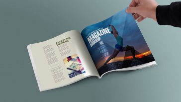 Mockup of a Magazine with Customizable Inner Page Design