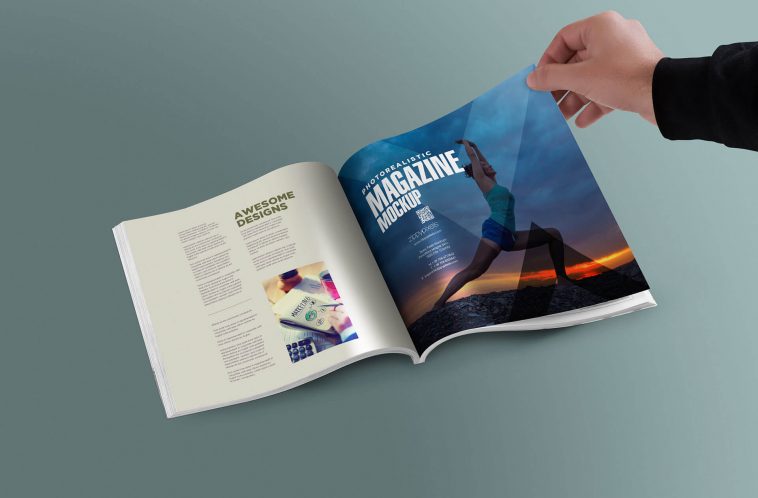 Mockup of a Magazine with Customizable Inner Page Design