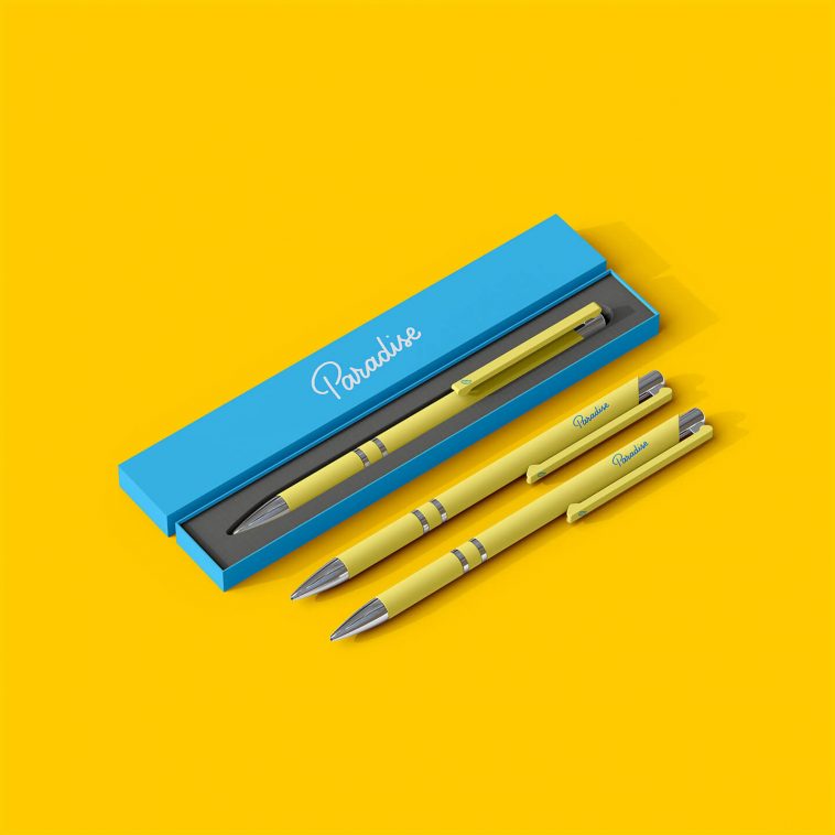 The best Pen Mockup to place artwork on each segment of the pen separately by using smart objects. You can change the color of background or use any texture. All you have to do is to drag your design, logo, or information on it and get ready to show it to your customers.