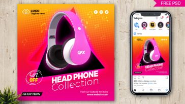 Exclusive Collection Smart Headphone Social Media Banner Design and Instagram Post PSD Template
