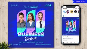 PsFiles Business Seminar, Talk Show Free Instagram Post Design PSD