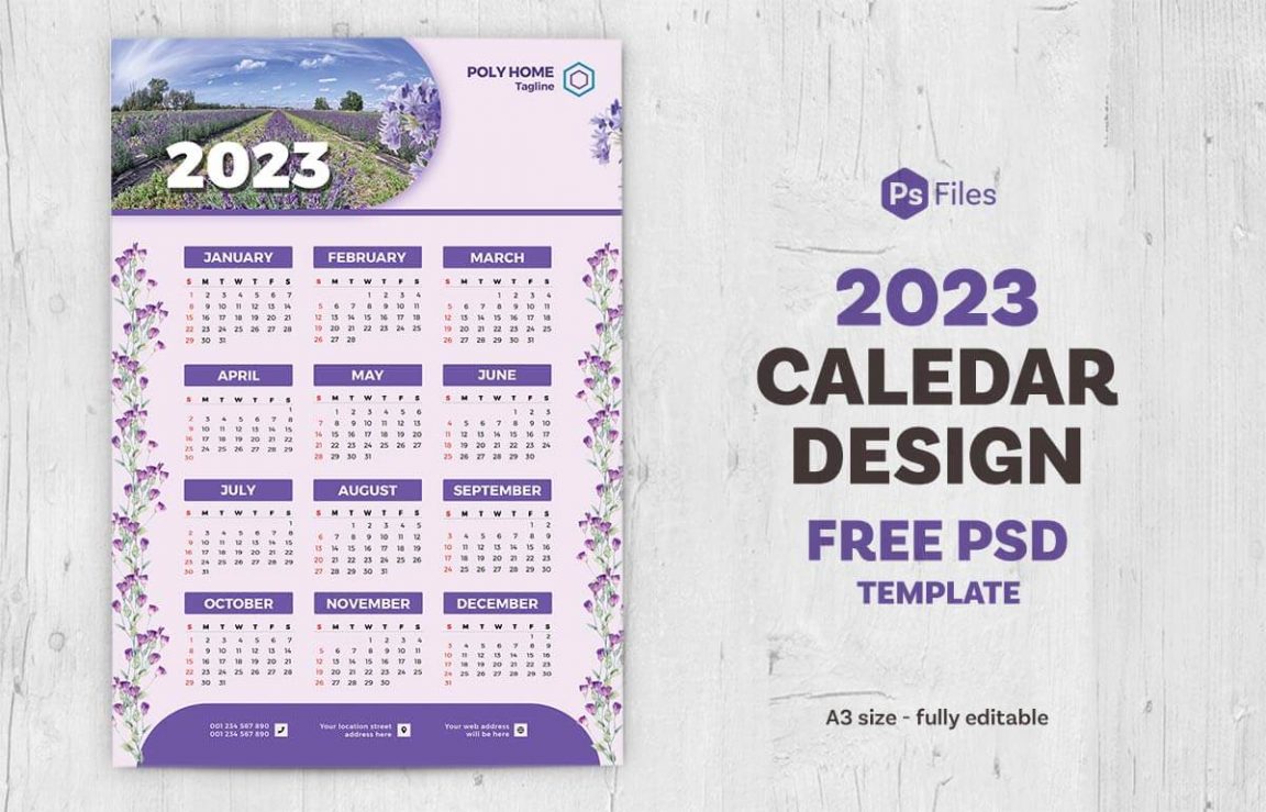 Wall Calendar 2023 PSD Free Download PsFiles