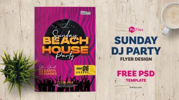 Club Sunday Beach House DJ Party Free PSD Flyer Template
