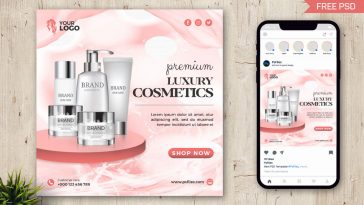 Free Luxury Beauty Products Promo Post Design PSD Template