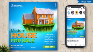 Real Estate House For Sale Free Instagram Post Banner Template PSD