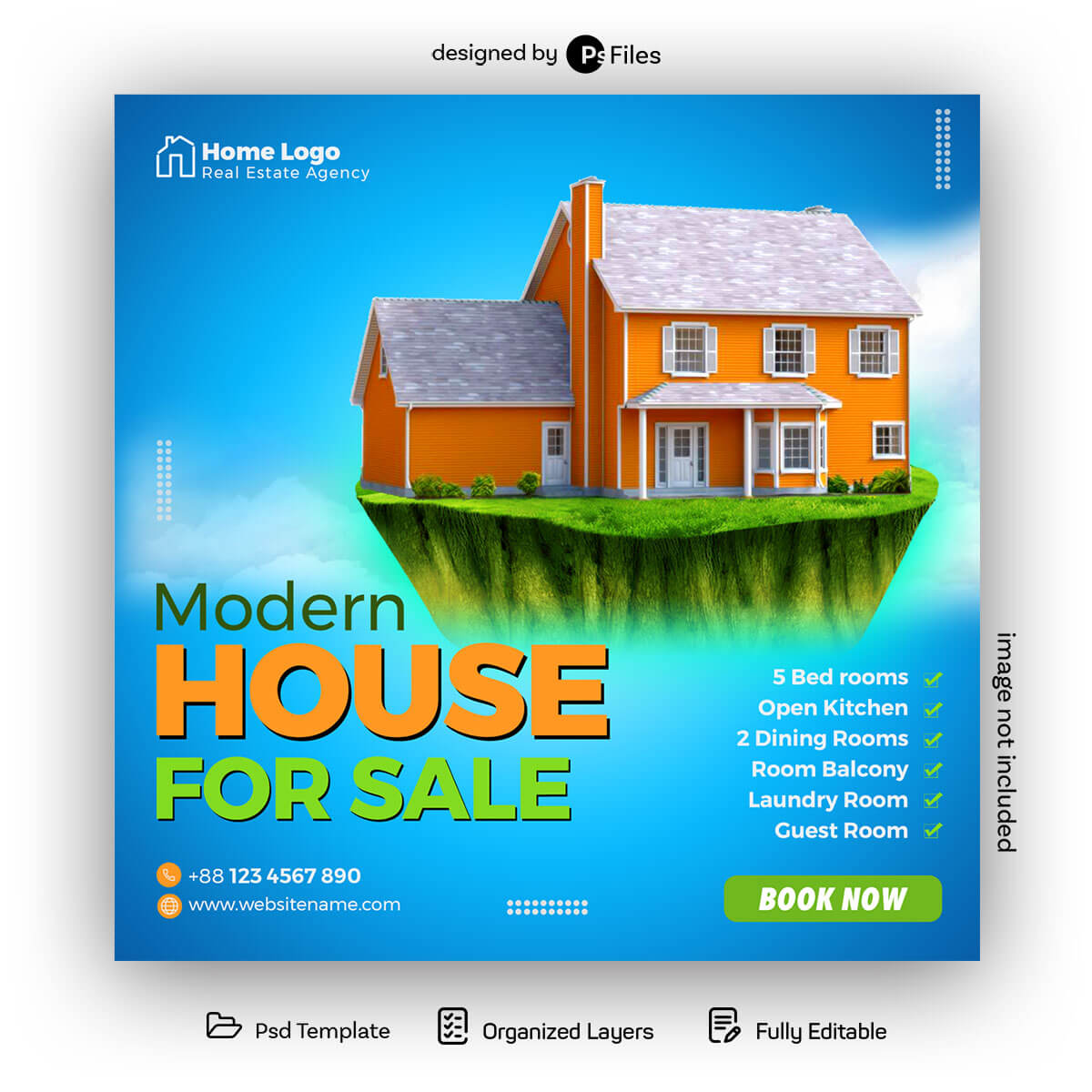 Floating Home, Real Estate House For Sale Free Instagram Post Banner Template PSD