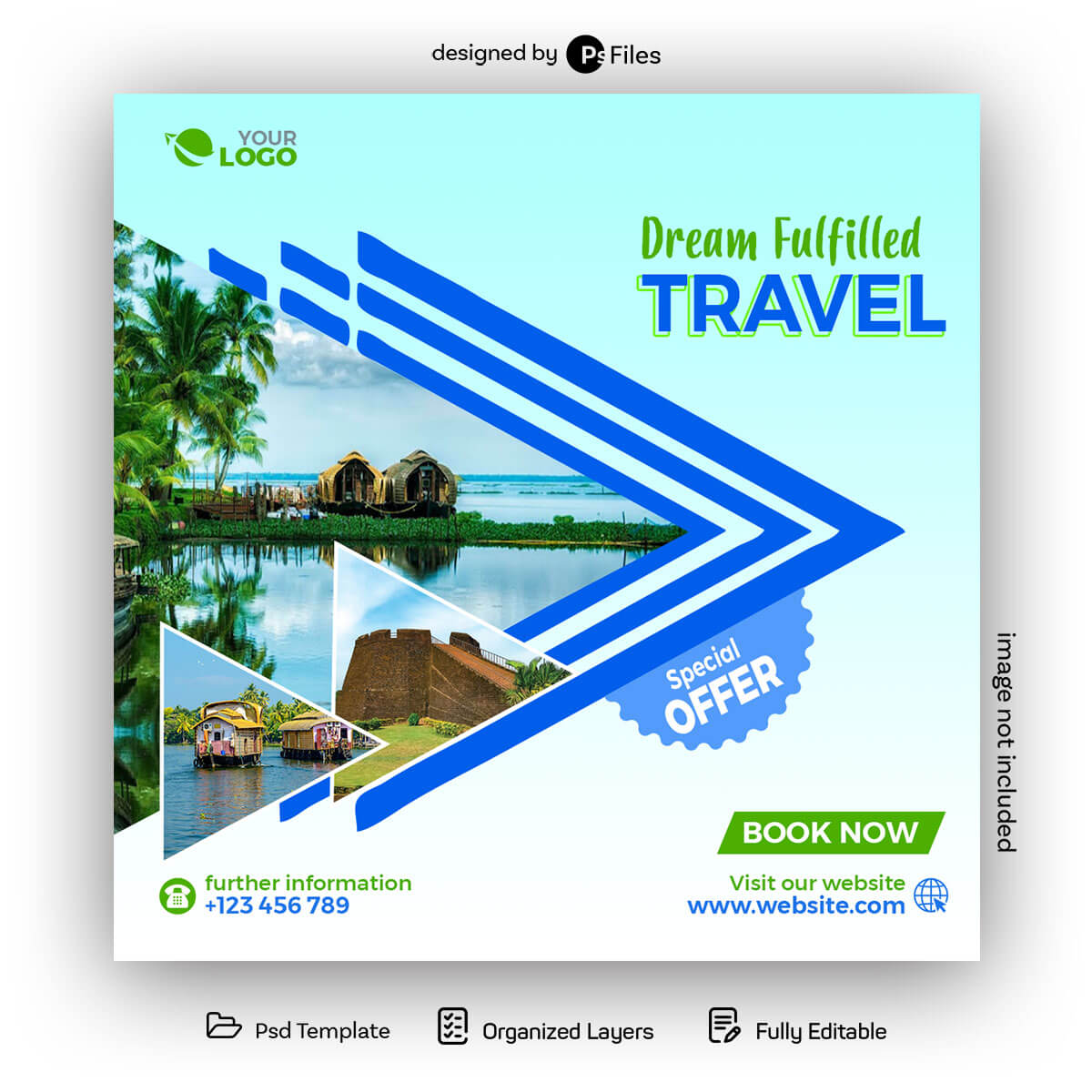 South India Kerala Tour And Travel Agency Free Social Media Post Design PSD Template