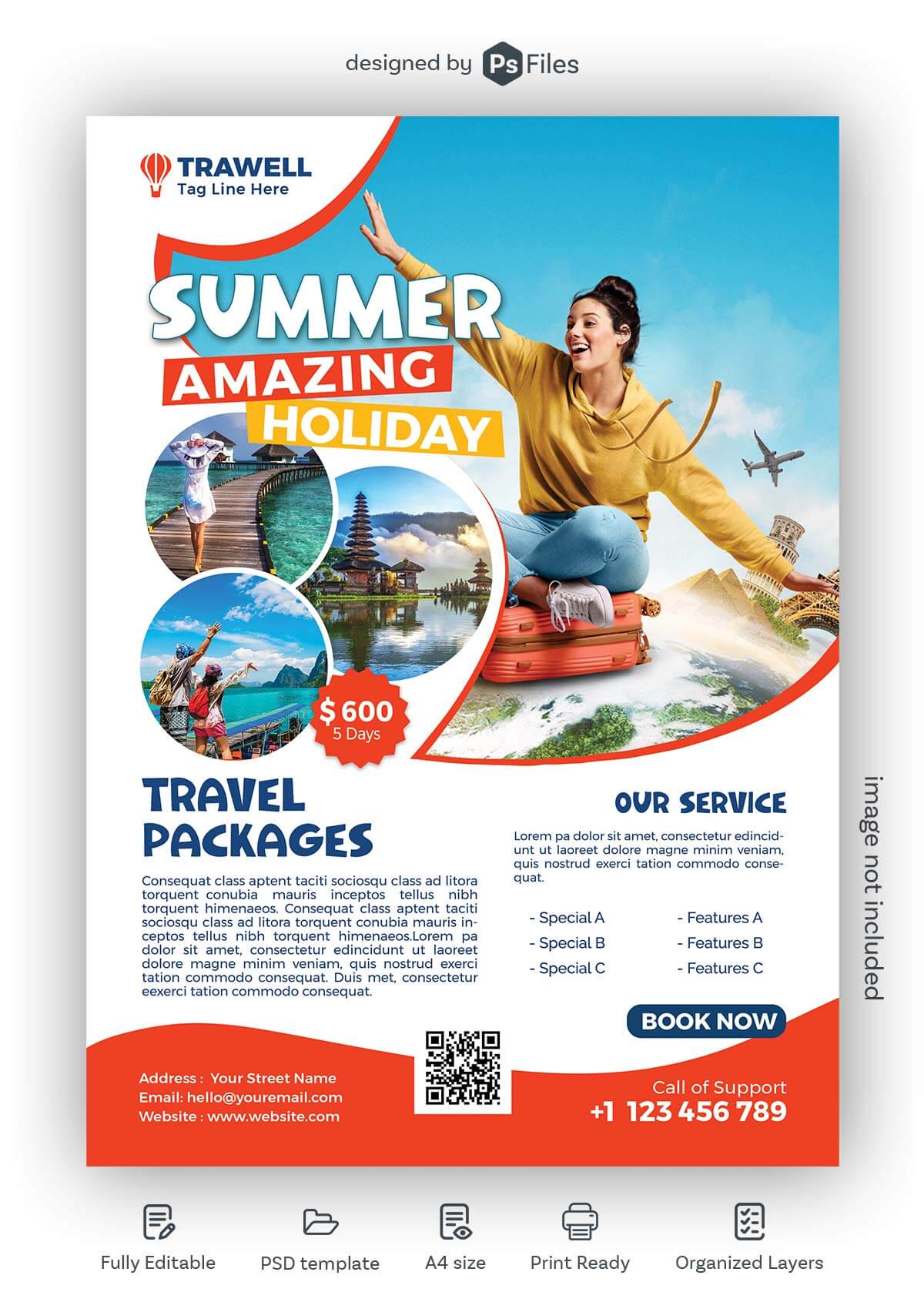 PsFiles Tour Travel Agency Advertisement AD Free PSD Flyer Template