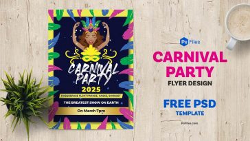 Colorful Feather Brazil Carnival Party Flyer Free PSD Template