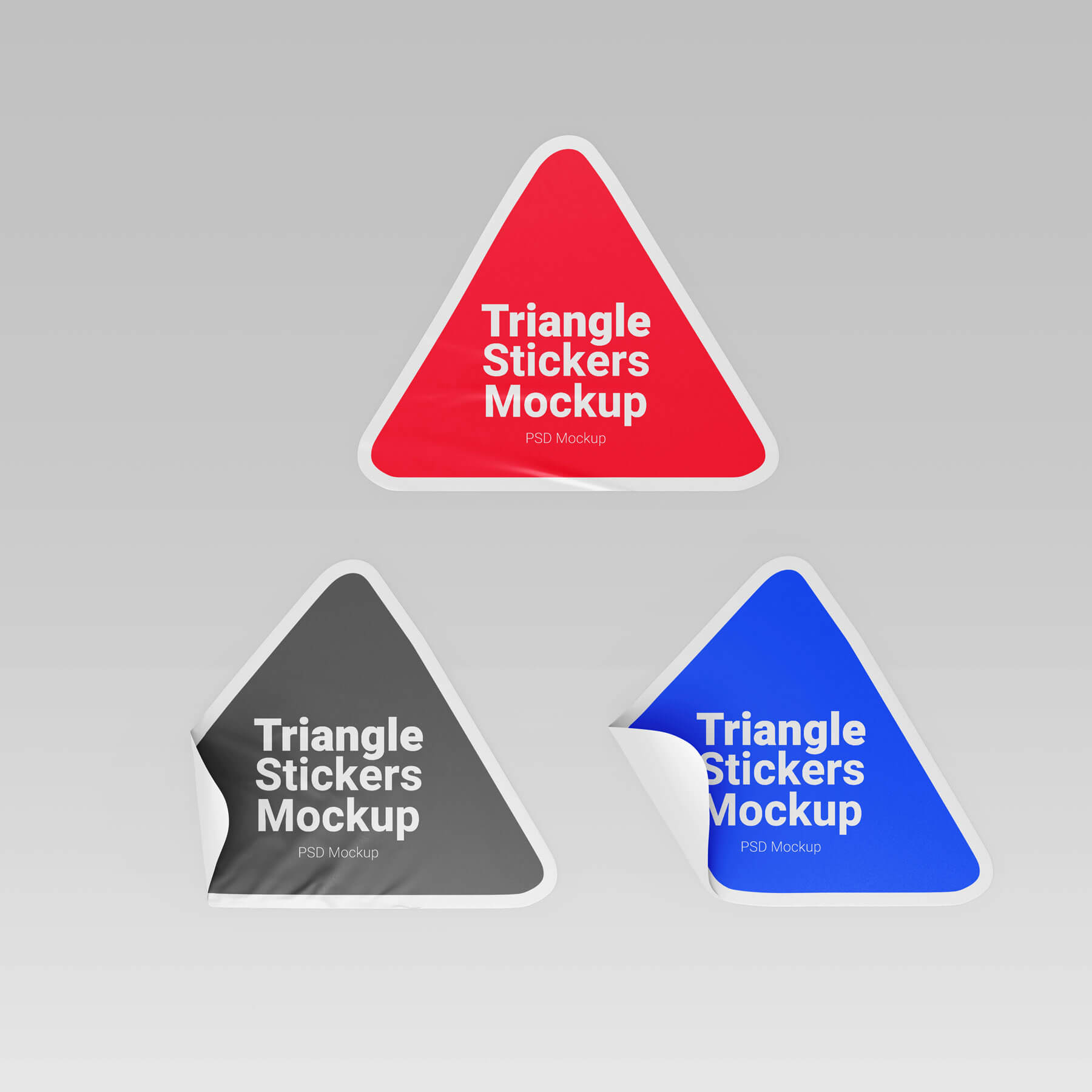 Free Triangle Shape Sticker Mockups PSD Set