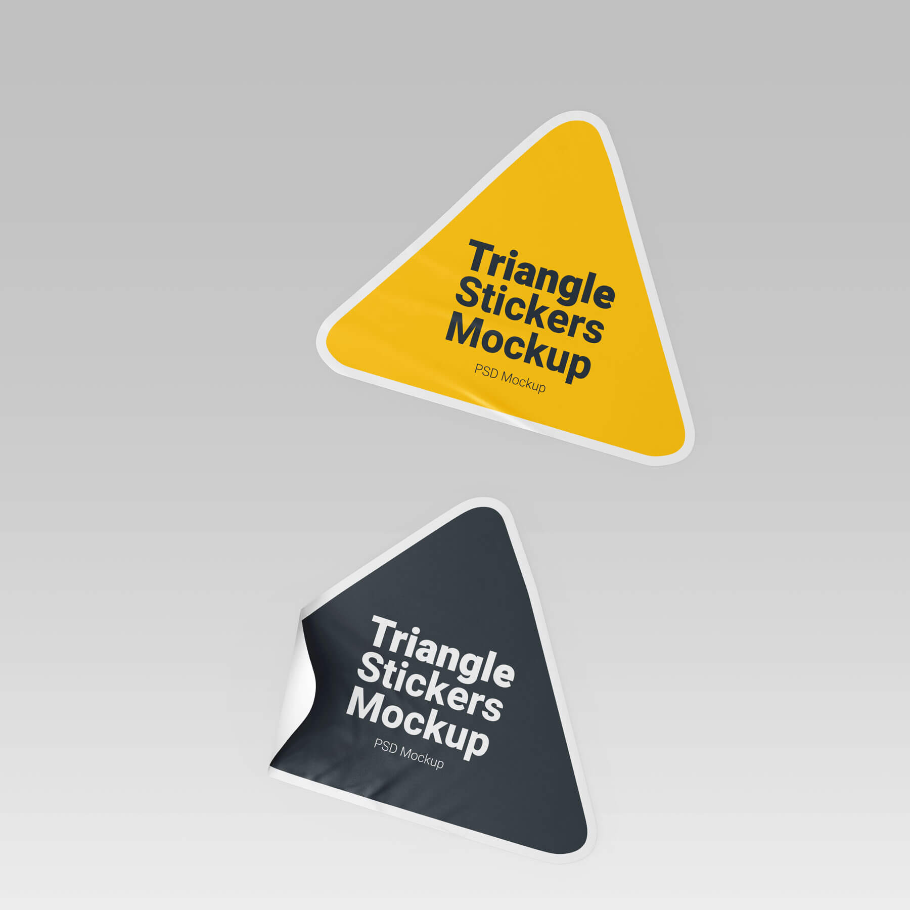 Free Triangle Shape Sticker Mockups PSD Set