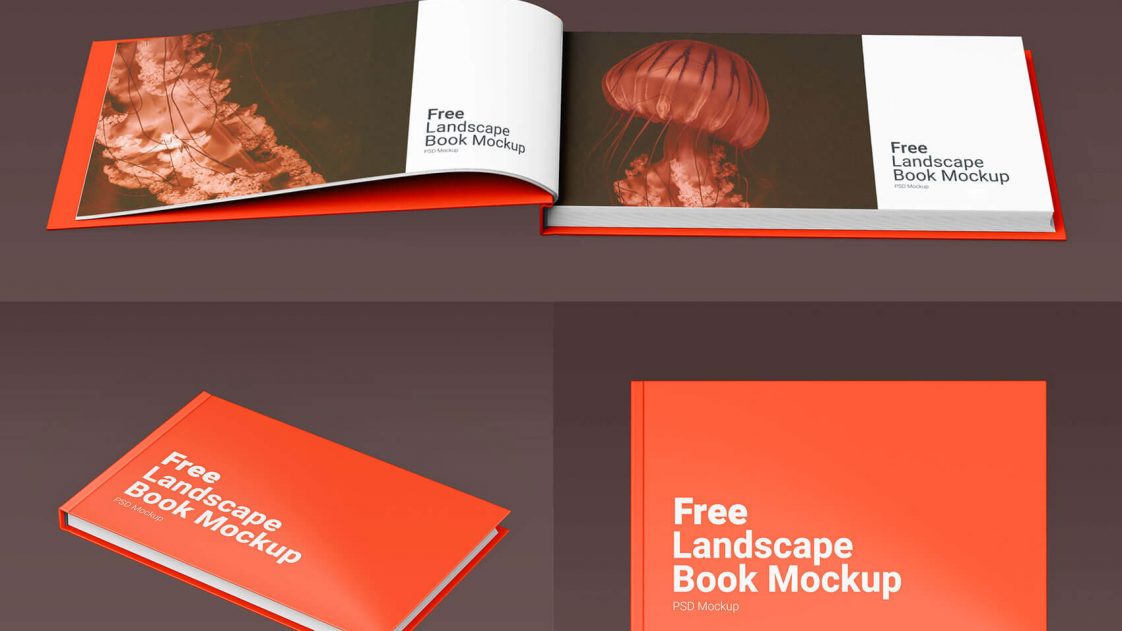 Free PSD Free Landscape Book Mockups PSD Set - PsFiles