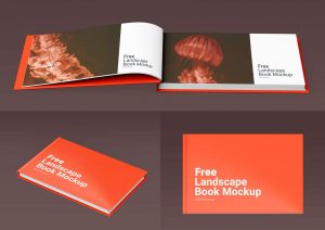 Wedding Album Landscape Book Mockups Free PSD Set