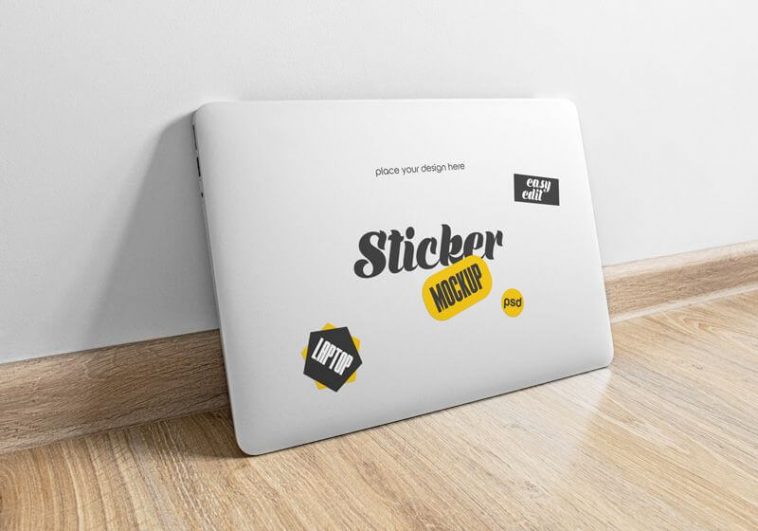 Premium PSD  Laptop sticker mockup logo sticker on laptop mockup