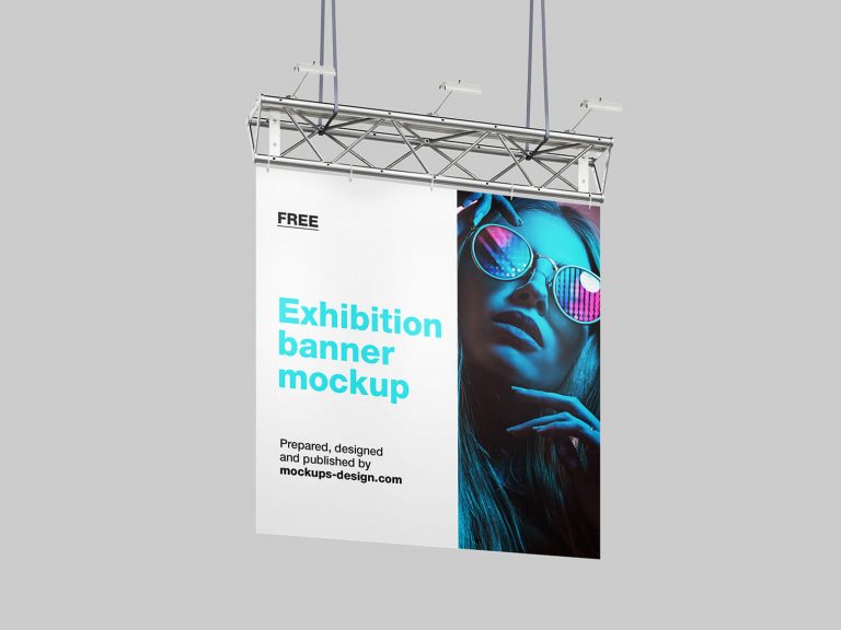 2 Free Hanging Exhibition Banner Mockup PSD Set - PsFiles