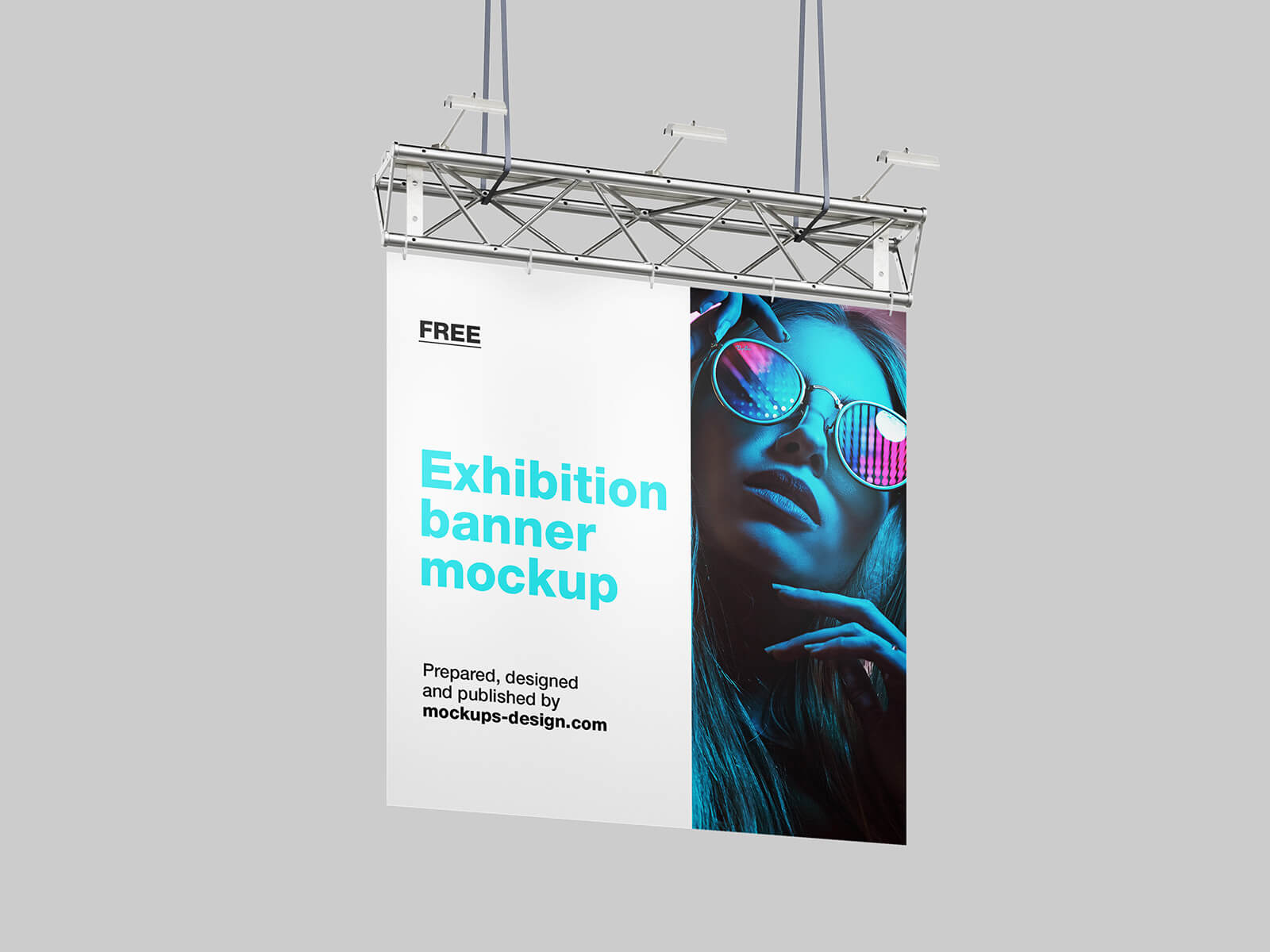 2 Free Hanging Exhibition Banner Mockup PSD Set   Good Mockups