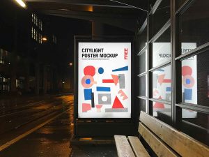 Bus Station Citylight Mockup PSD