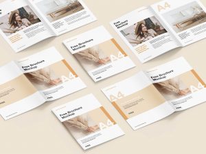 Free A4 Saddle Stitch Brochure Mockup PSD Set