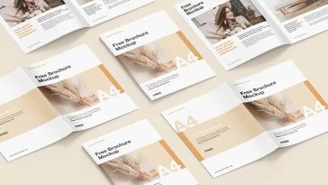 Free A4 Saddle Stitch Brochure Mockup PSD Set
