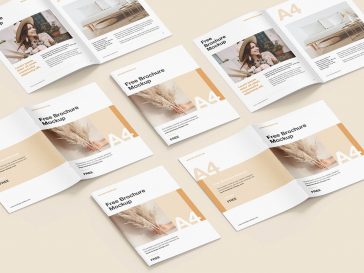 Free A4 Saddle Stitch Brochure Mockup PSD Set