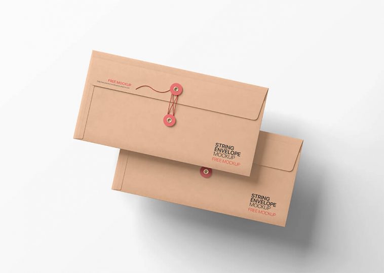 Free DL Size String Envelope PSD Mockup PSD