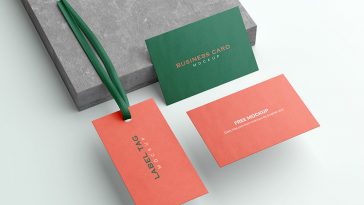 Free Label Tag with Business Card Mockup