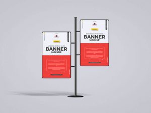 Free Outdoor Advertising Signboard Banner Mockup