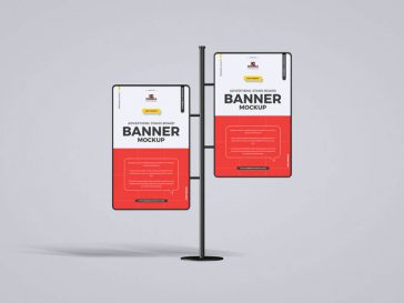 Free Outdoor Advertising Signboard Banner Mockup