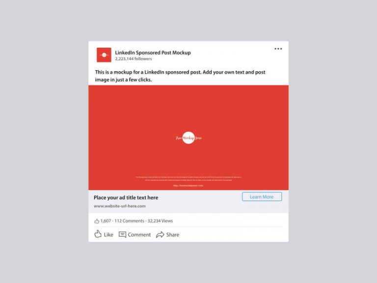 Free LinkedIn Post Mockup PSD Desktop View - PsFiles