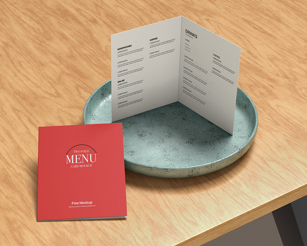 Free Two Fold Restaurant Menu Card Mockup PSD - PsFiles